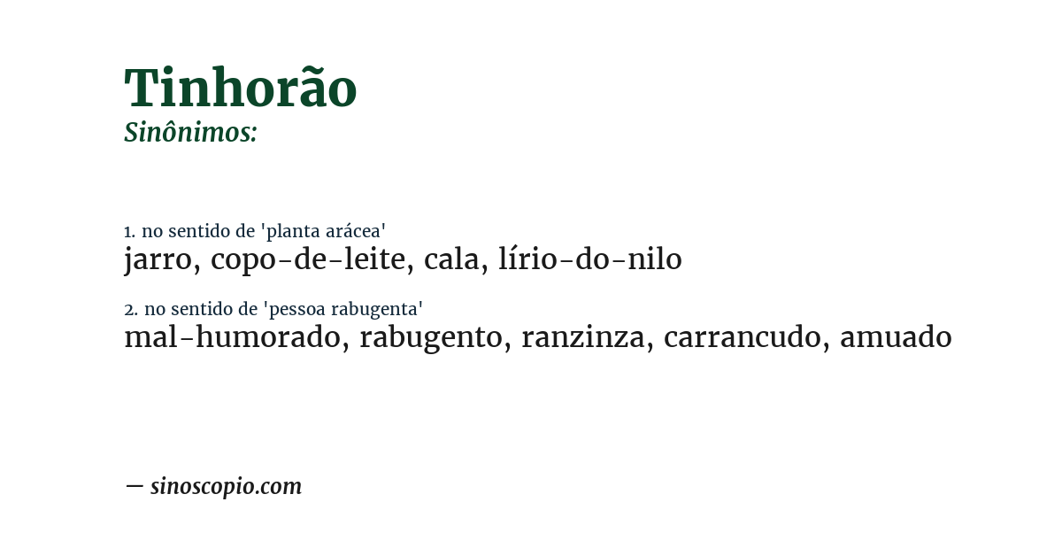 Sinônimo de tinhorão