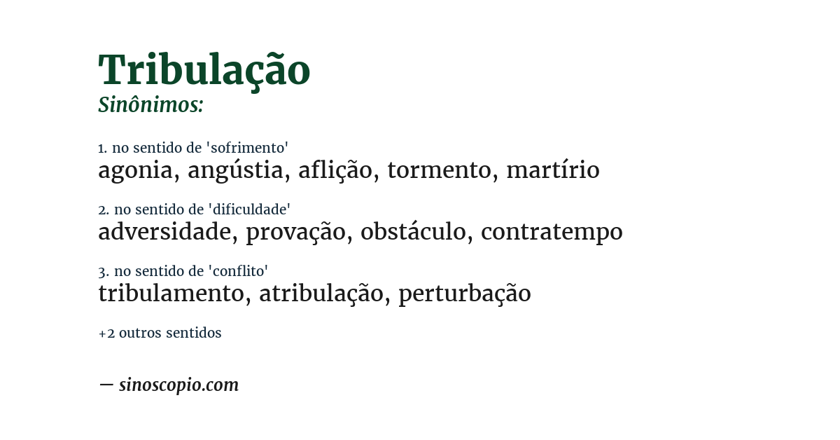 Sinônimo de tribulação