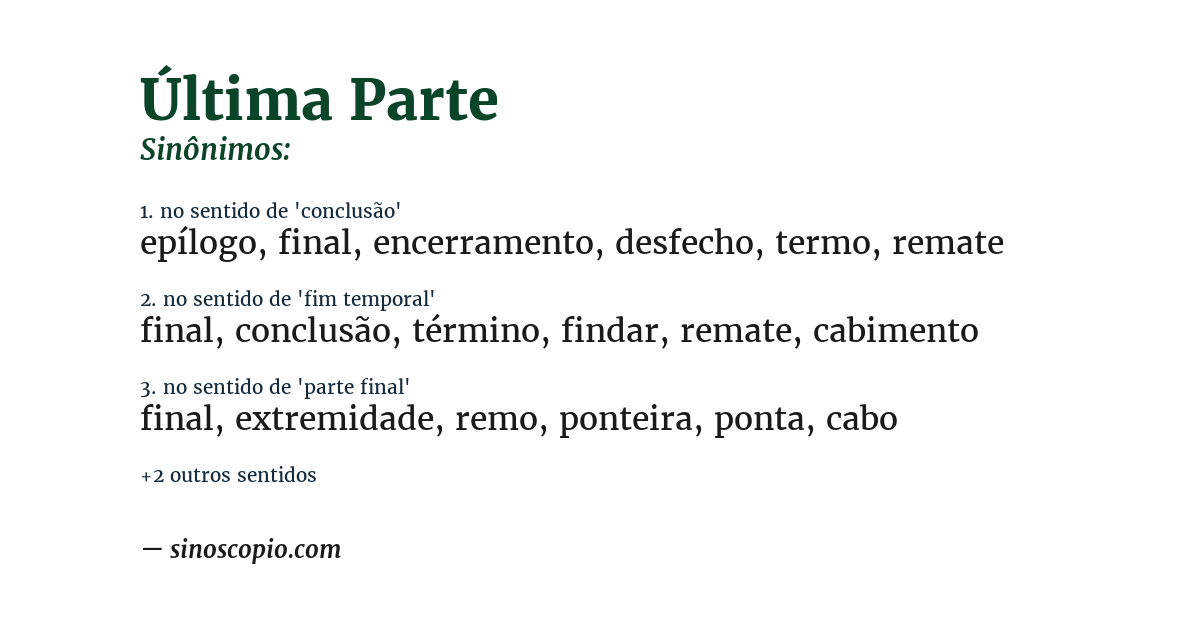 Sinônimo de última parte