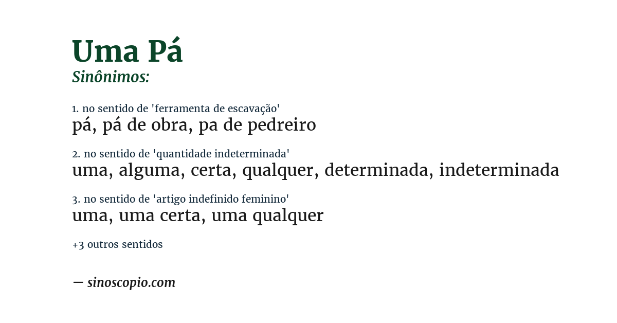 Sinônimo de uma pá