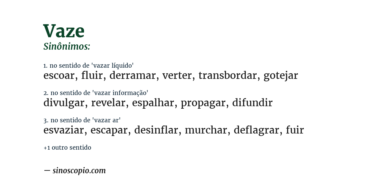 Sinônimo de vaze