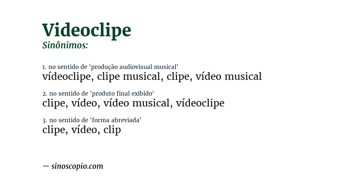 Sinônimo de videoclipe