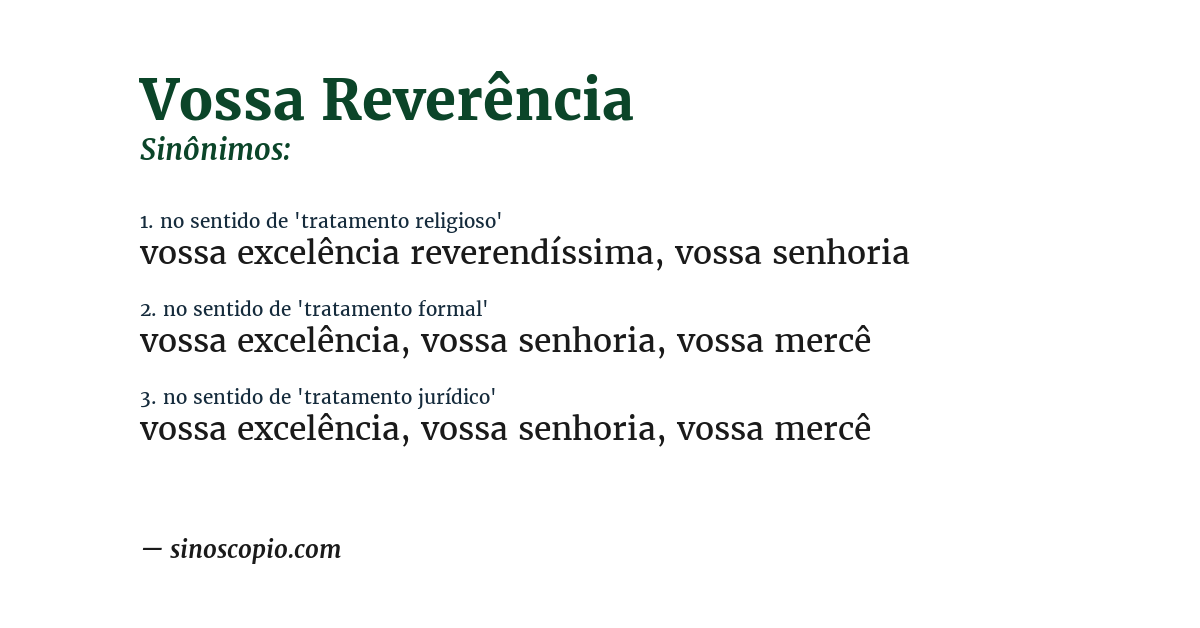 Sinônimo de vossa reverência