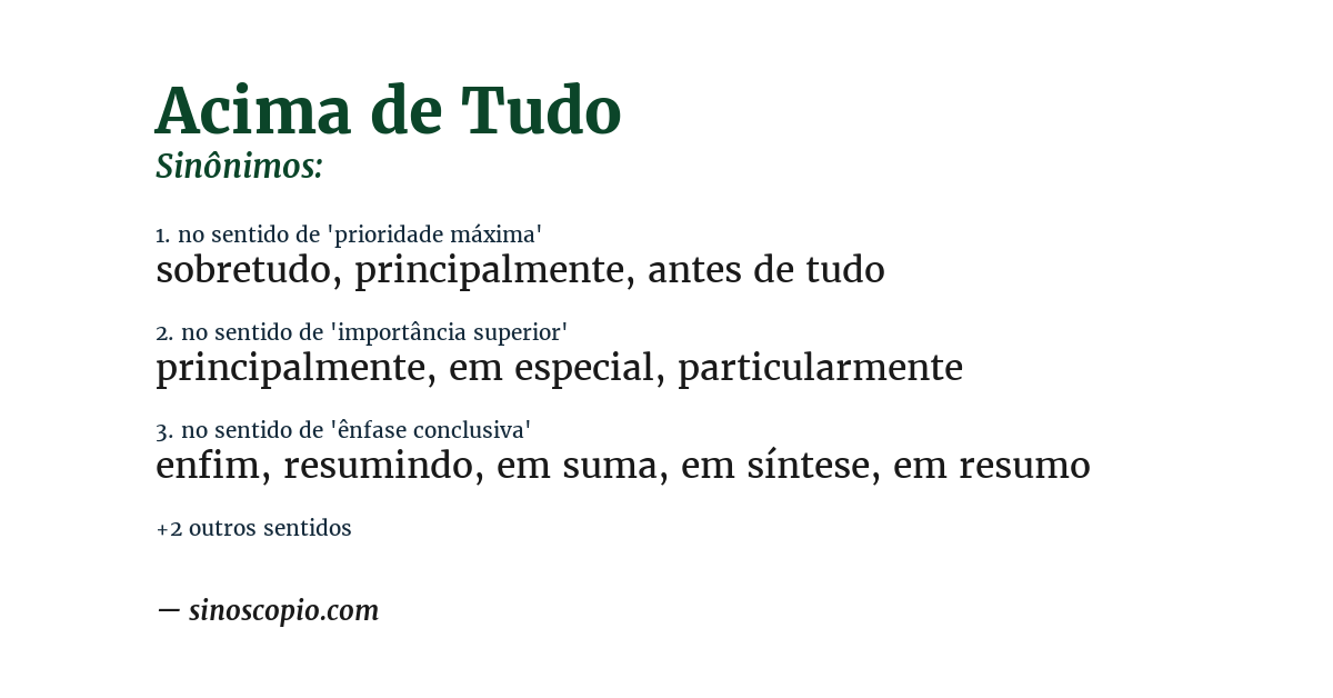 Sinônimo de acima de tudo