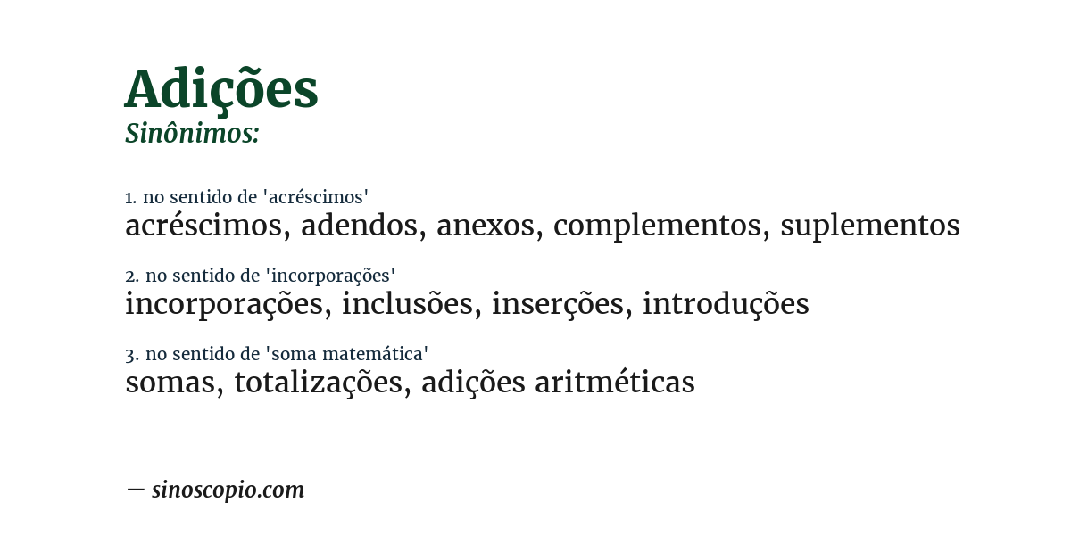 Sinônimo de adições