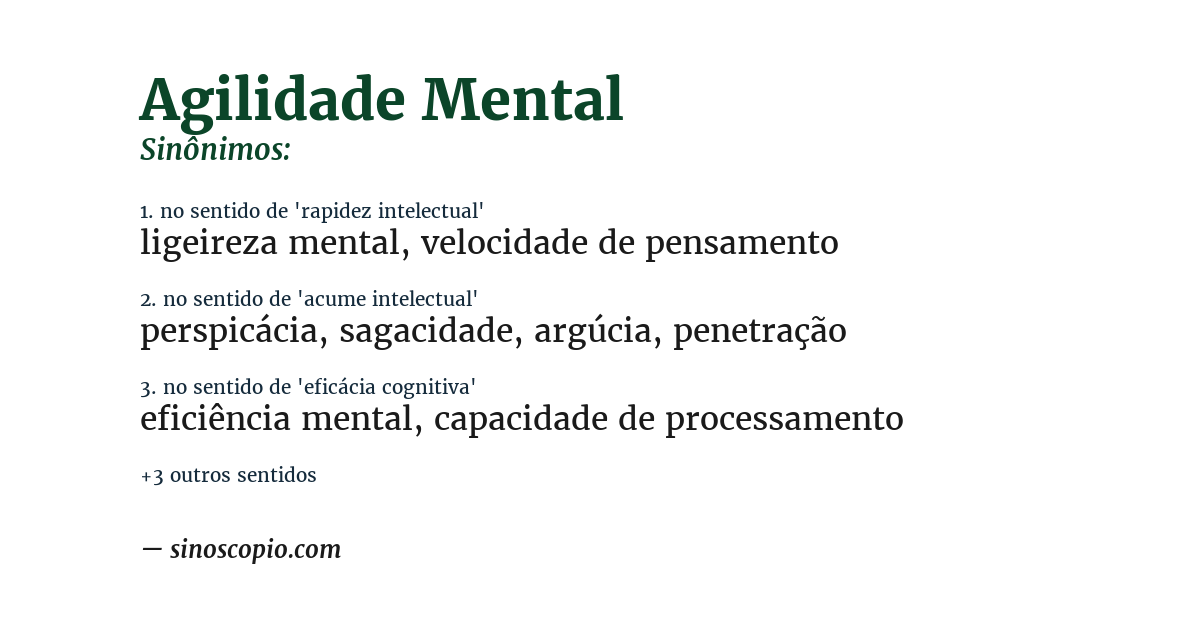 Sinônimo de agilidade mental