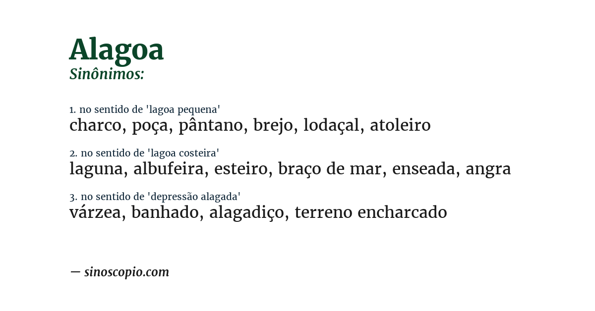 Sinônimo de alagoa