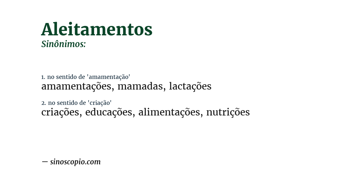 Sinônimo de aleitamentos