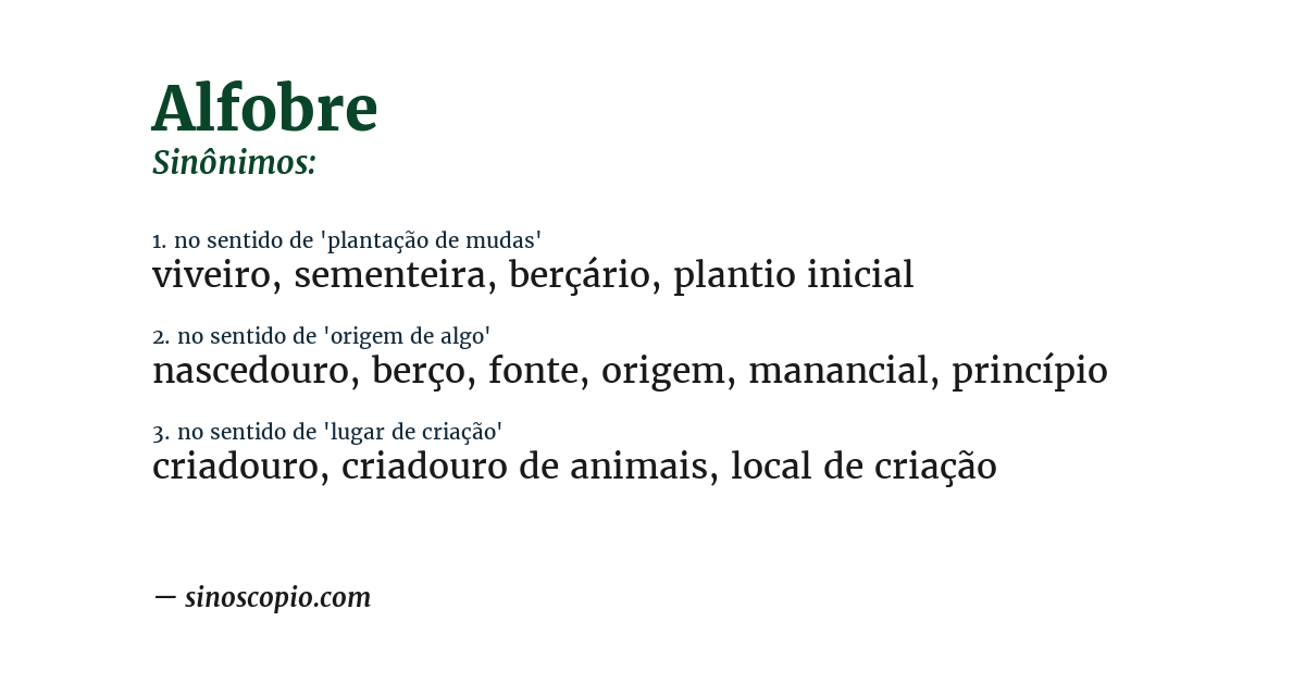 Sinônimo de alfobre