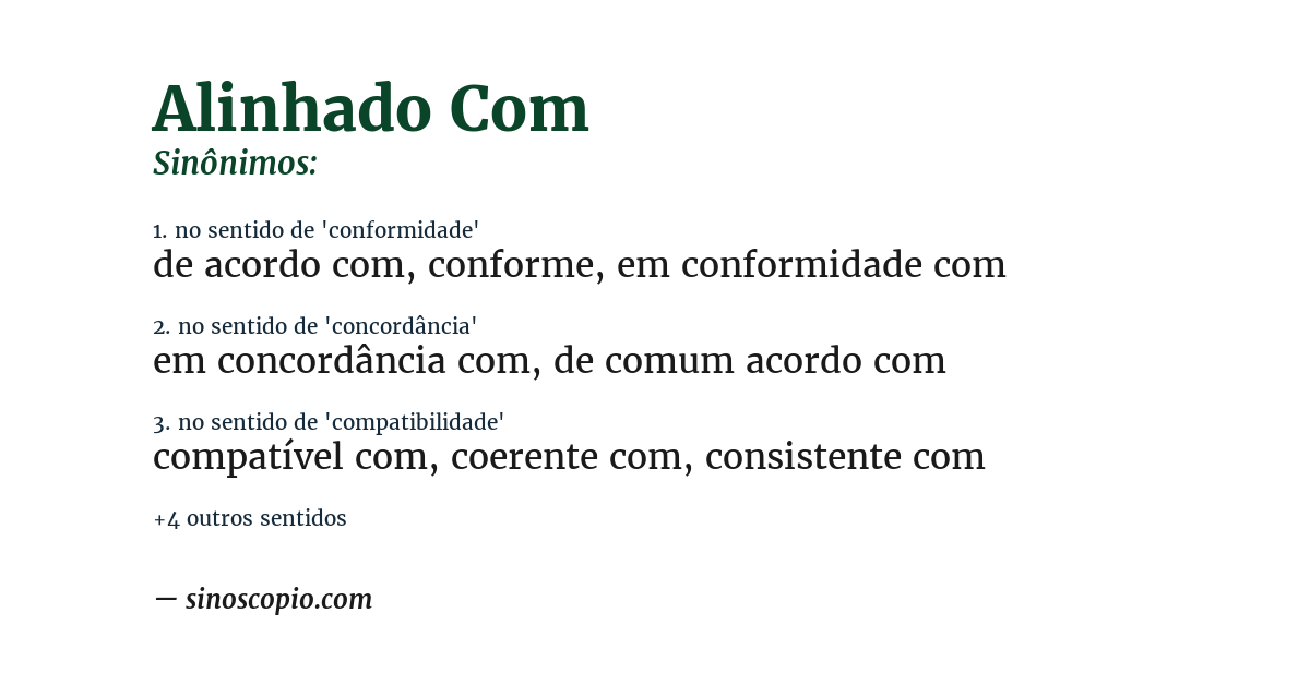 Sinônimo de alinhado com