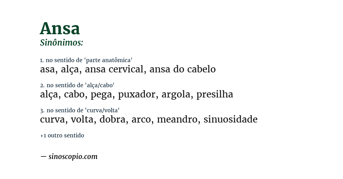 Sinônimo de ansa