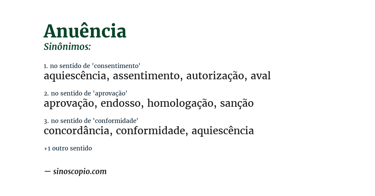 Sinônimo de anuência