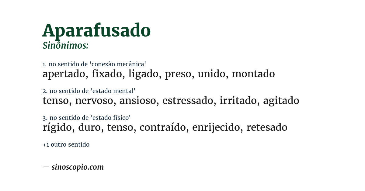 Sinônimo de aparafusado