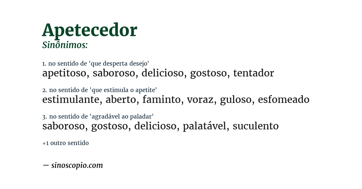 Sinônimo de apetecedor