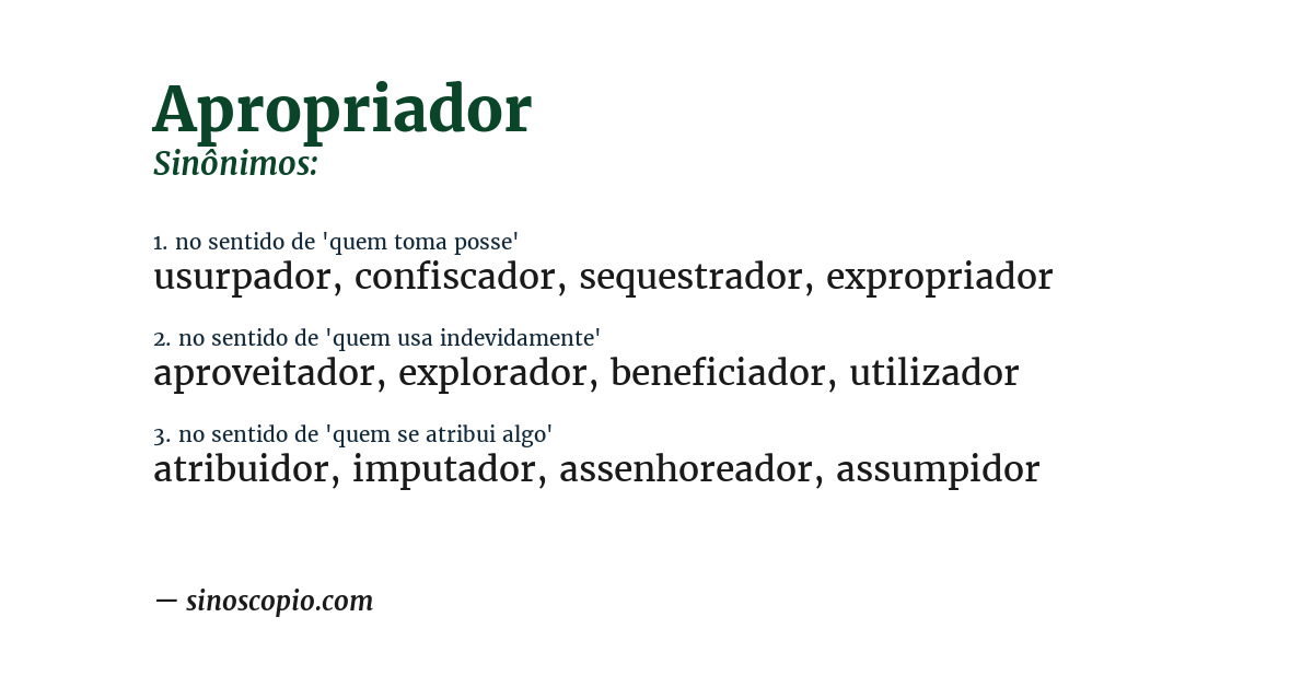 Sinônimo de apropriador