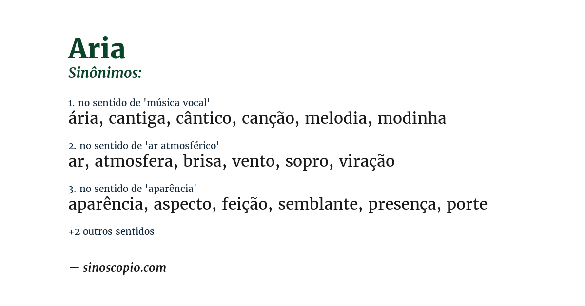 Sinônimo de aria
