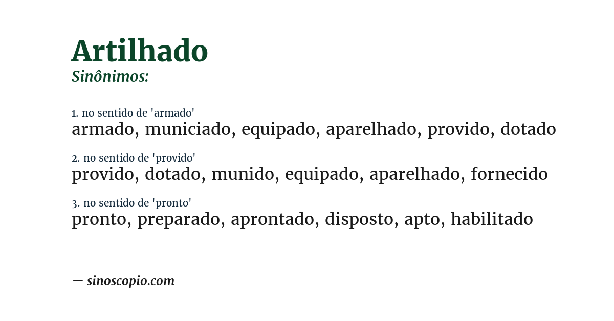 Sinônimo de artilhado