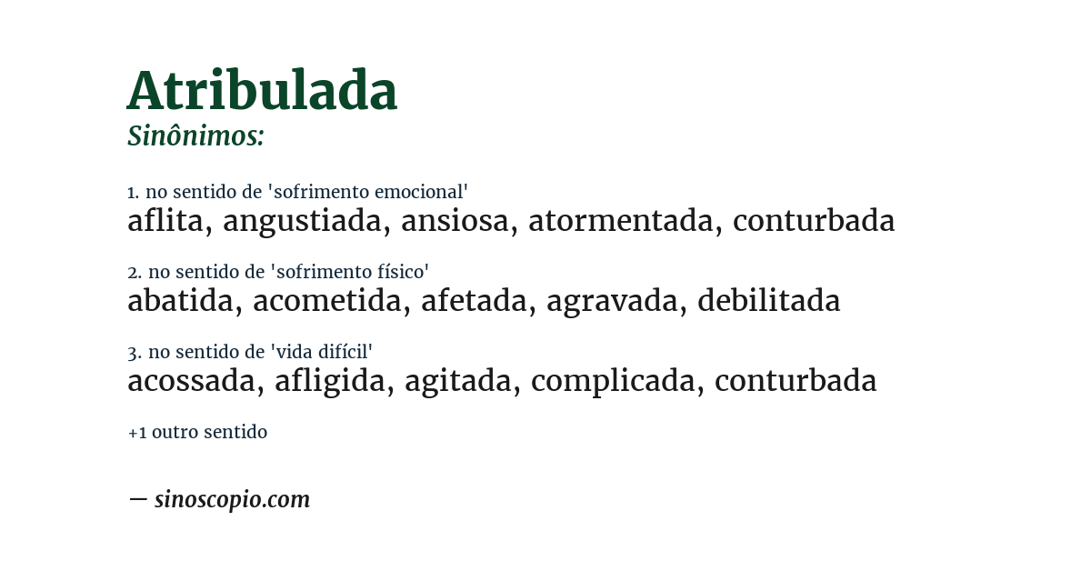 Sinônimo de atribulada