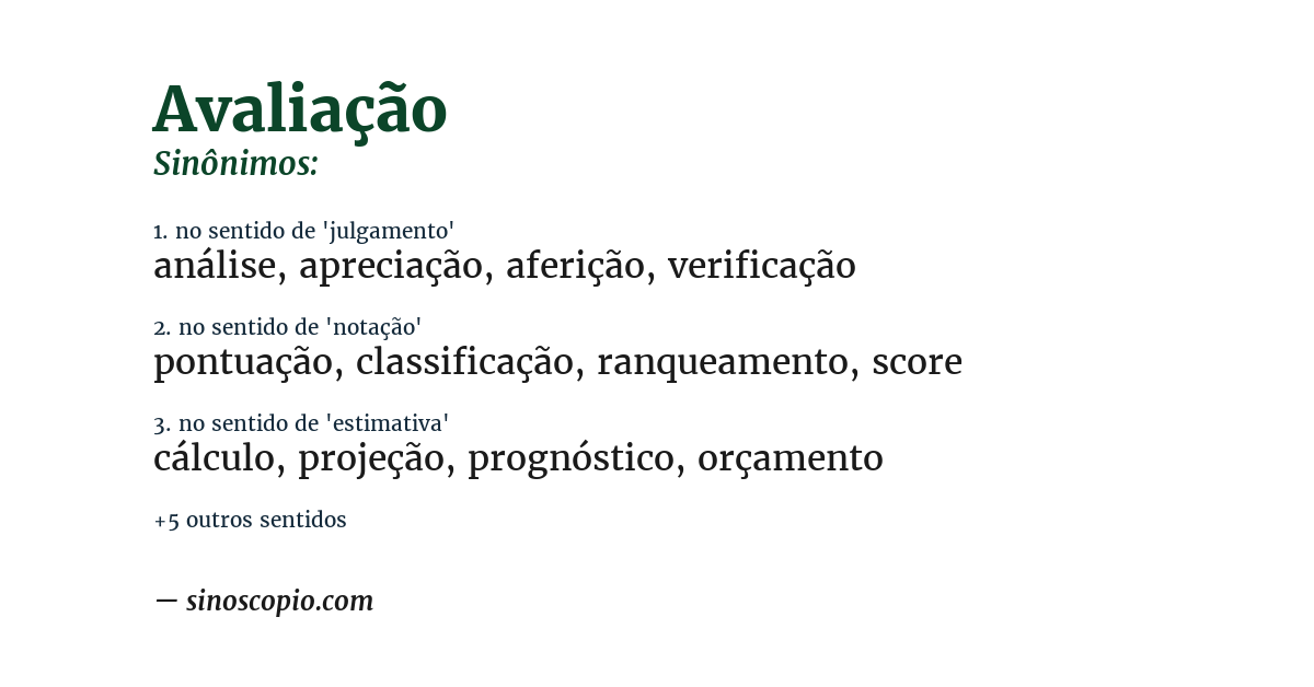 Sinônimo de avaliação