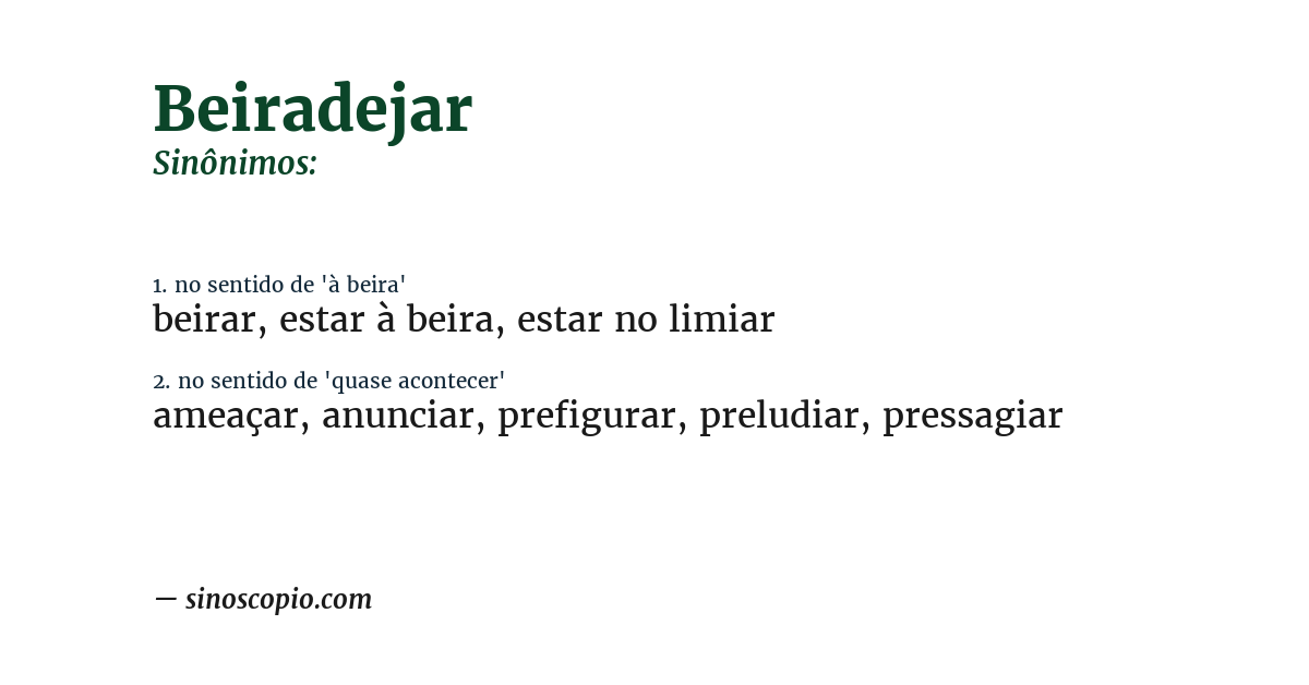 Sinônimo de beiradejar