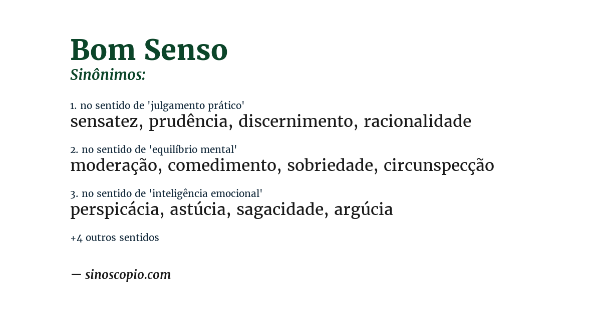 Sinônimo de bom senso