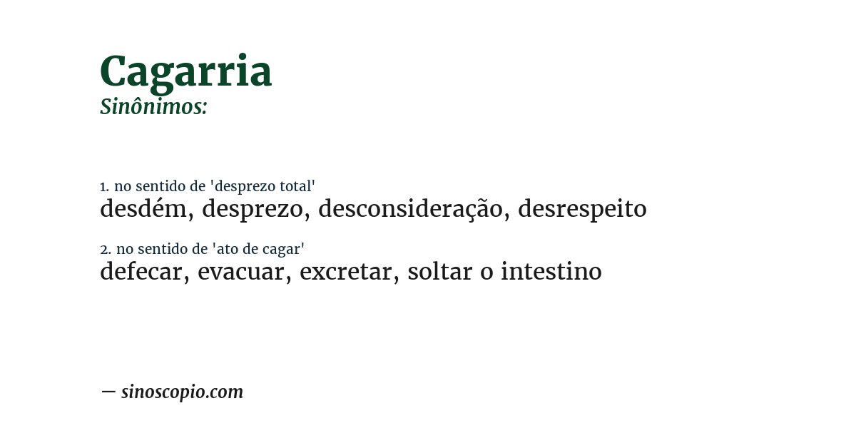 Sinônimo de cagarria