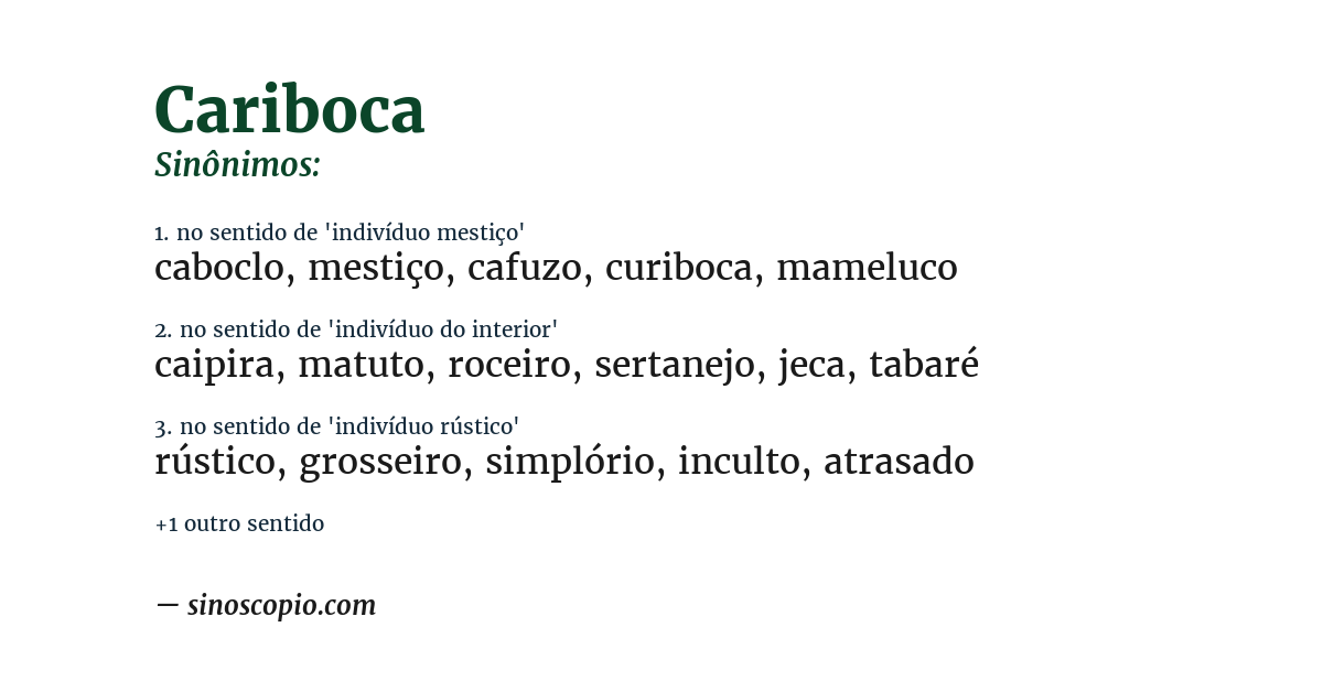 Sinônimo de cariboca