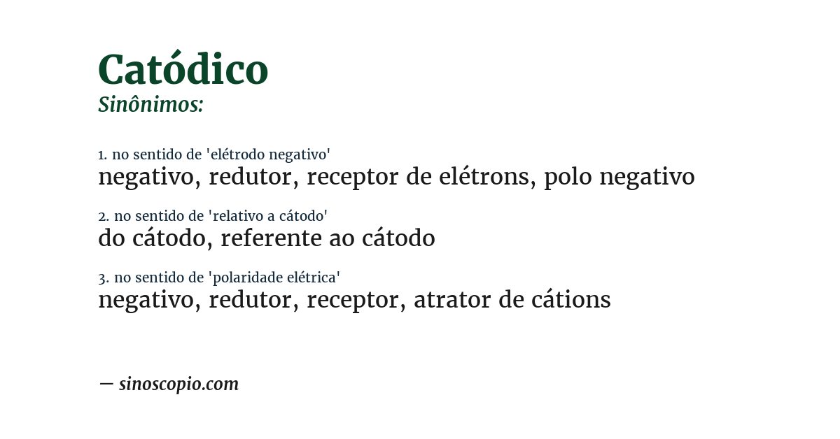 Sinônimo de catódico