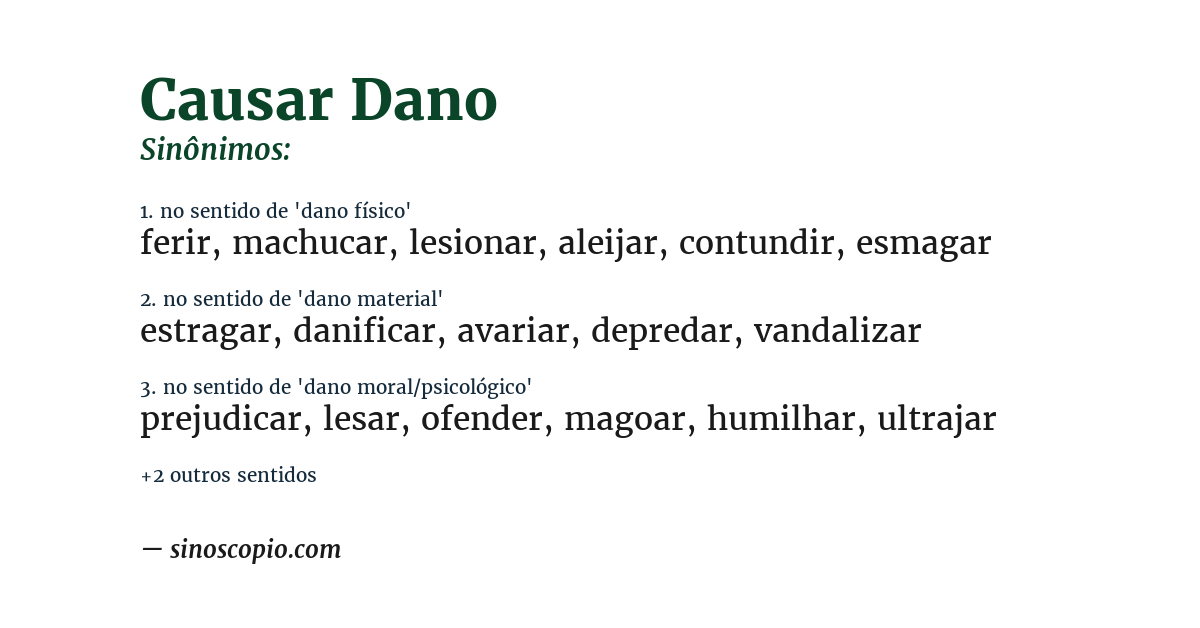 Sinônimo de causar dano