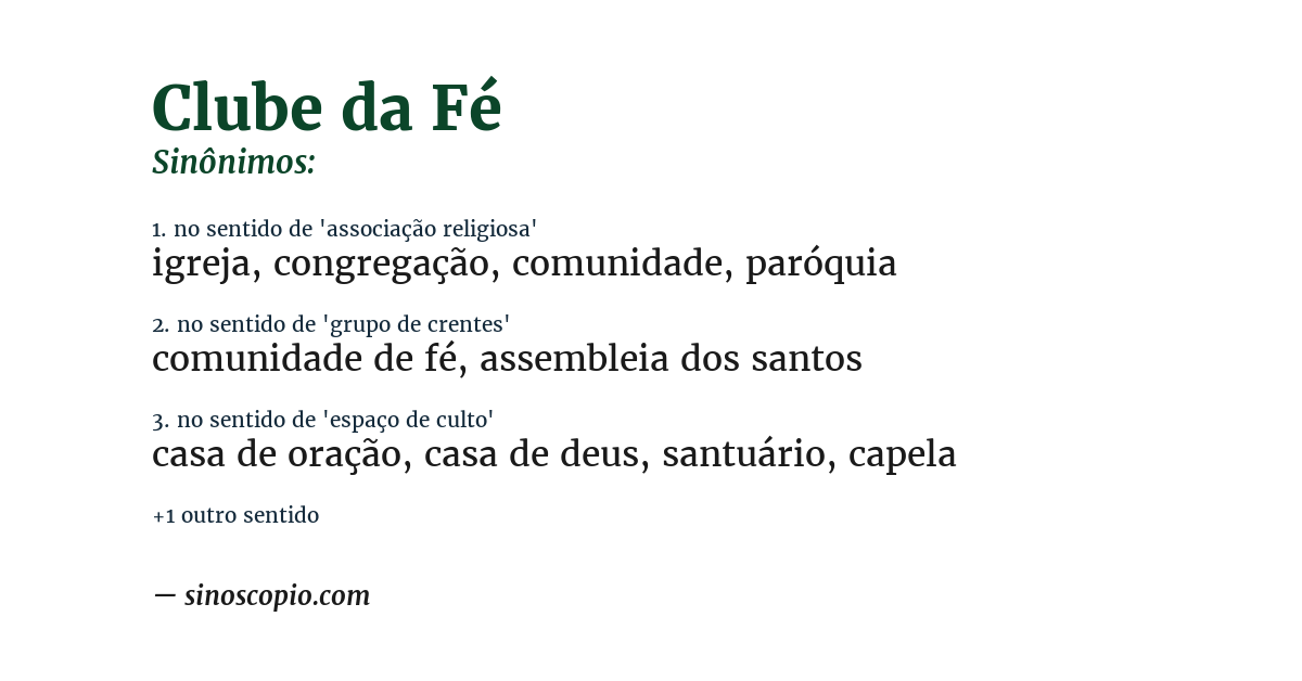 Sinônimo de clube da fé