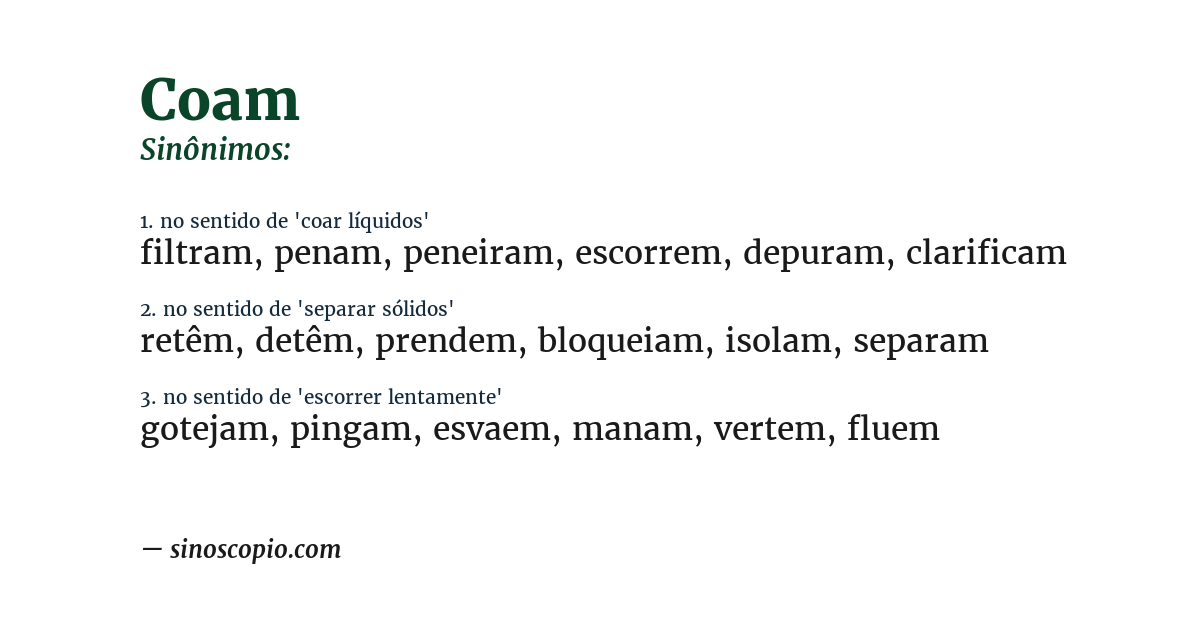 Sinônimo de coam