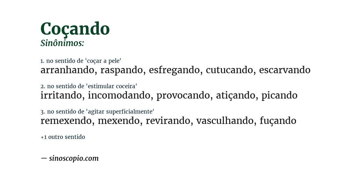 Sinônimo de coçando