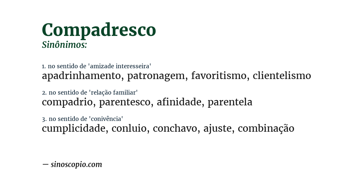 Sinônimo de compadresco