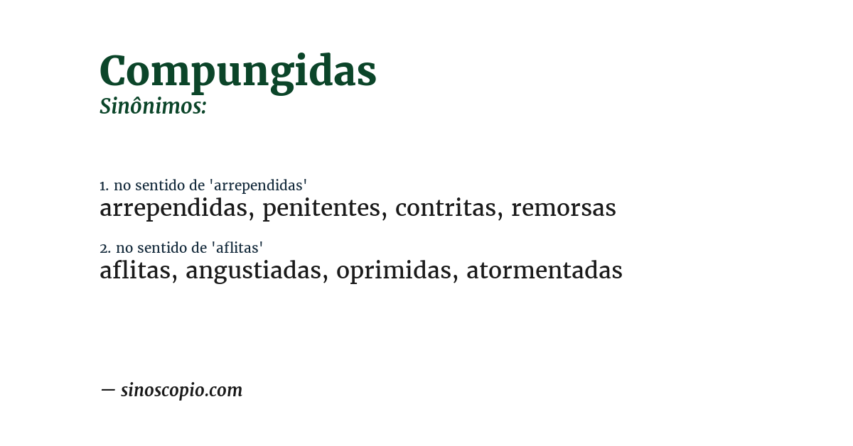 Sinônimo de compungidas