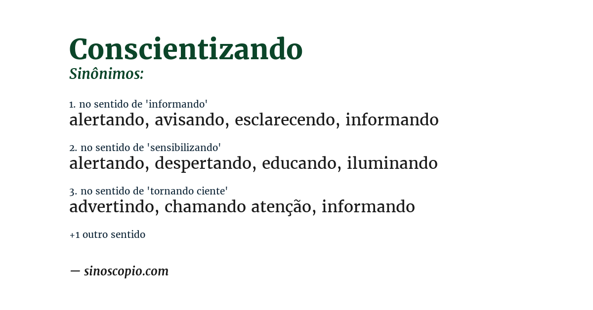 Sinônimo de conscientizando