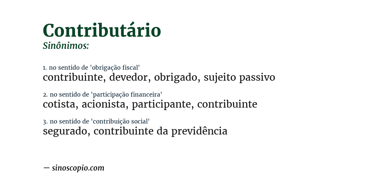 Sinônimo de contributário