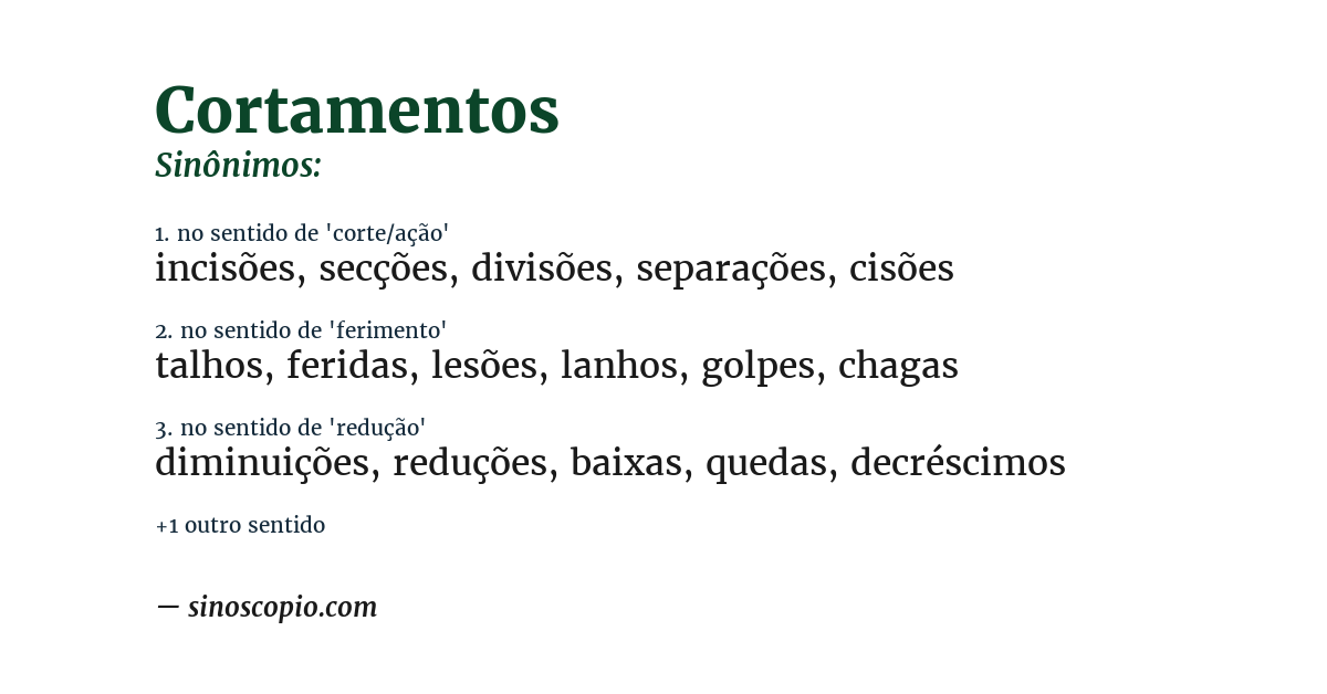Sinônimo de cortamentos