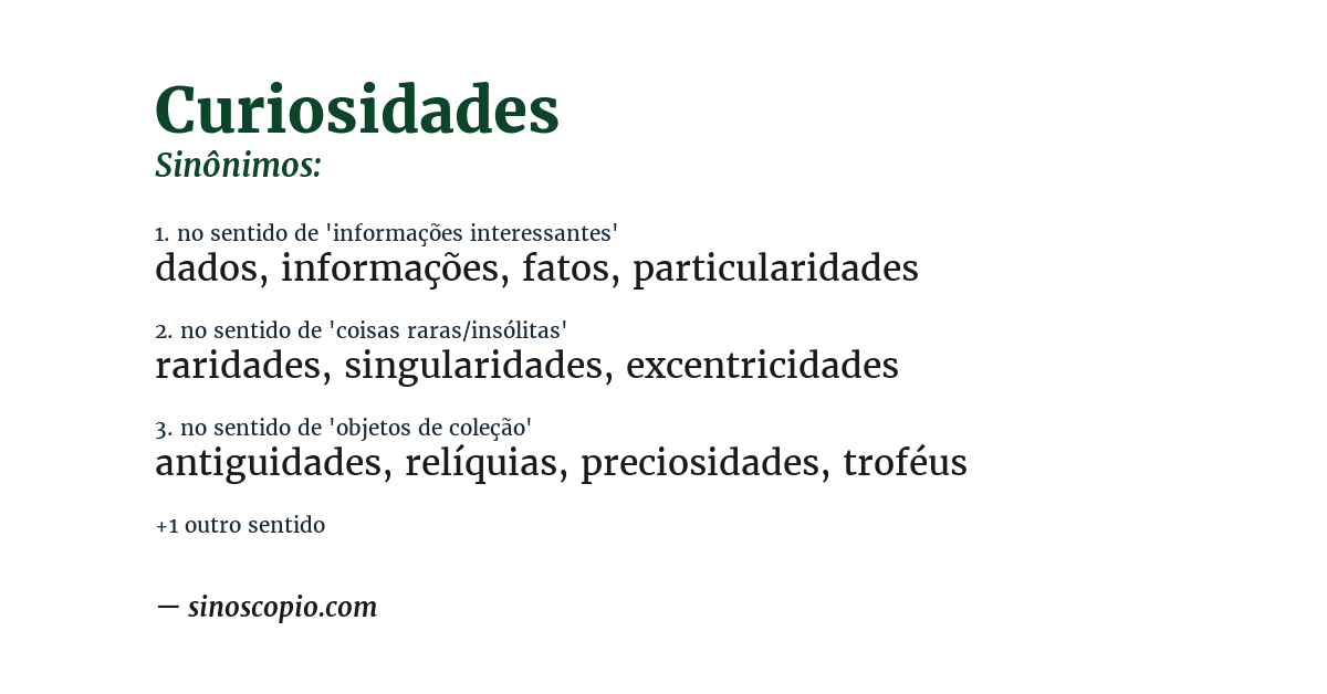 Sinônimo de curiosidades