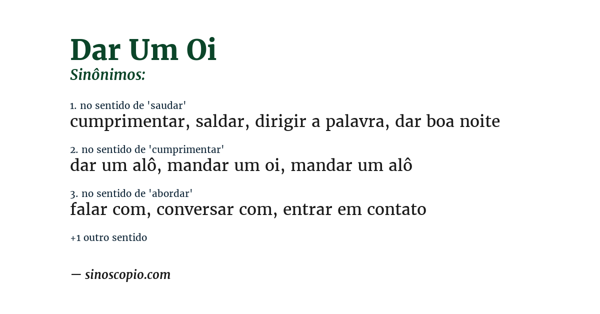Sinônimo de dar um oi
