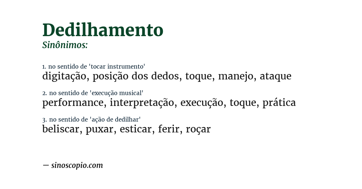 Sinônimo de dedilhamento