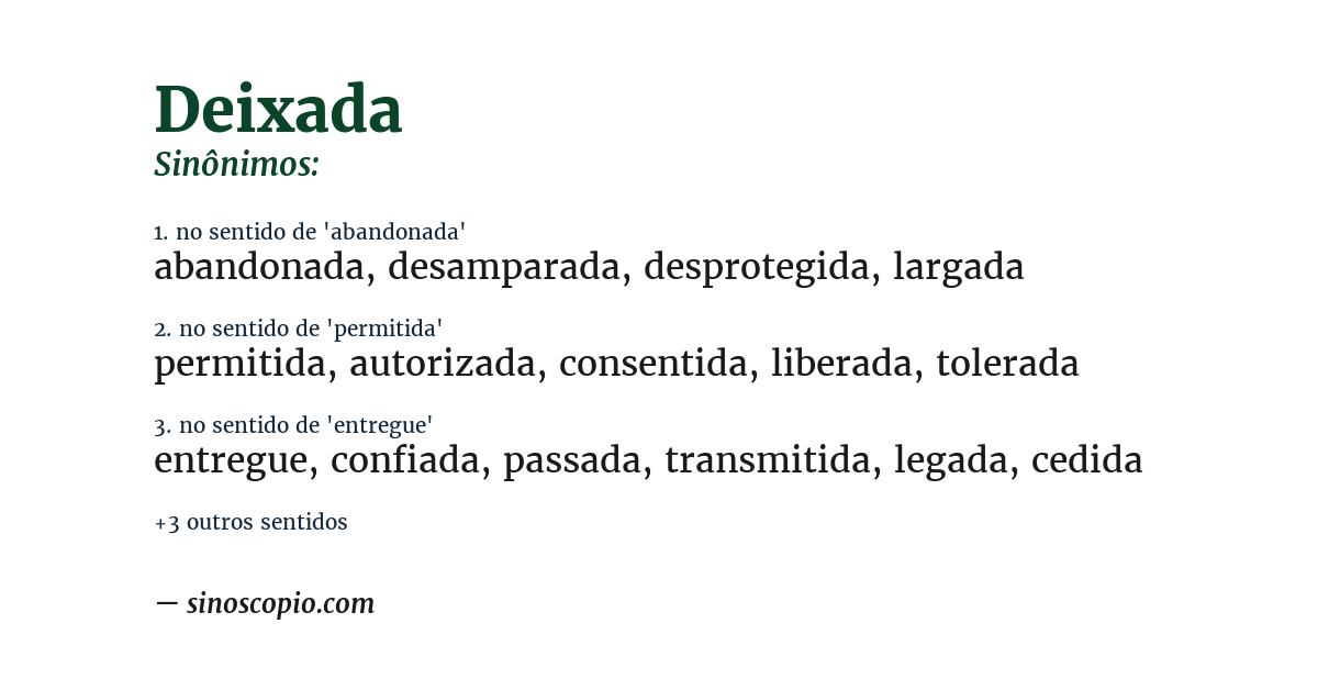 Sinônimo de deixada