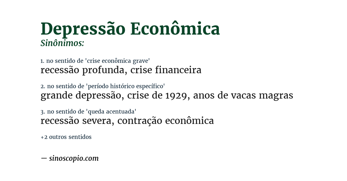 Sinônimo de depressão econômica