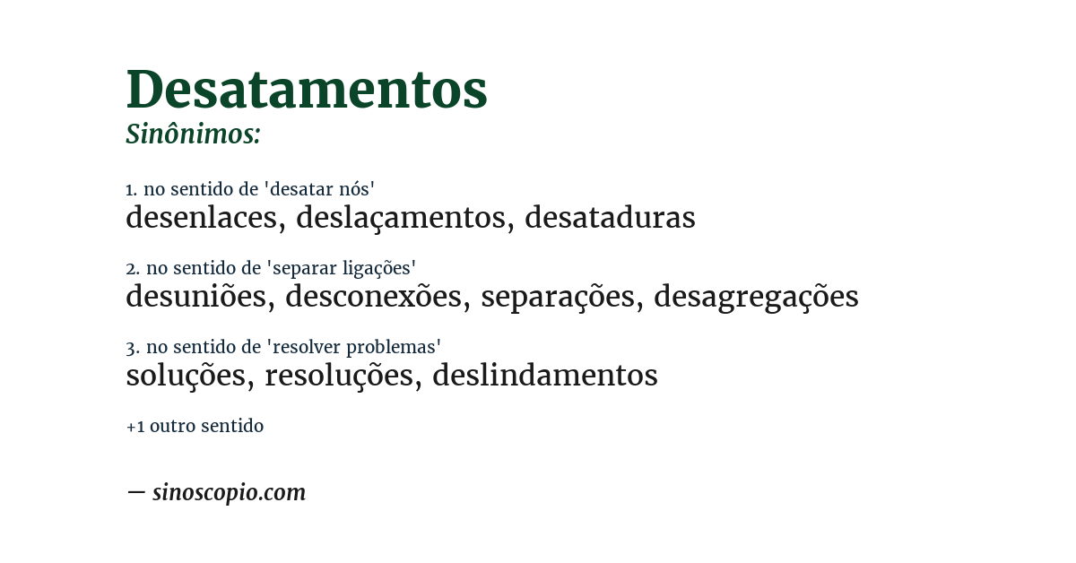 Sinônimo de desatamentos