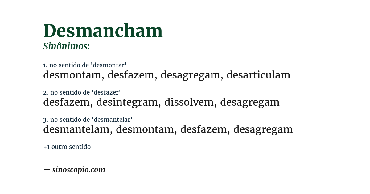 Sinônimo de desmancham