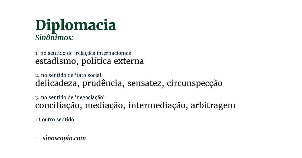 Sinônimo de diplomacia