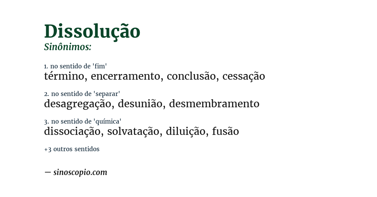 Sinônimo de dissolução