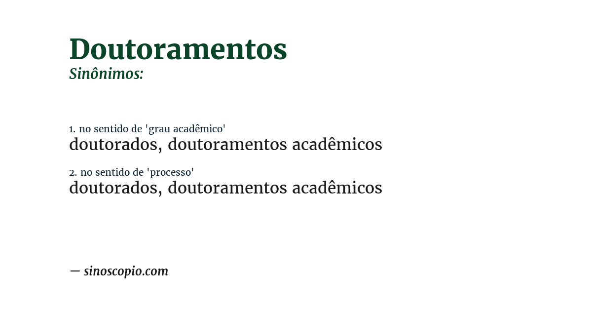 Sinônimo de doutoramentos