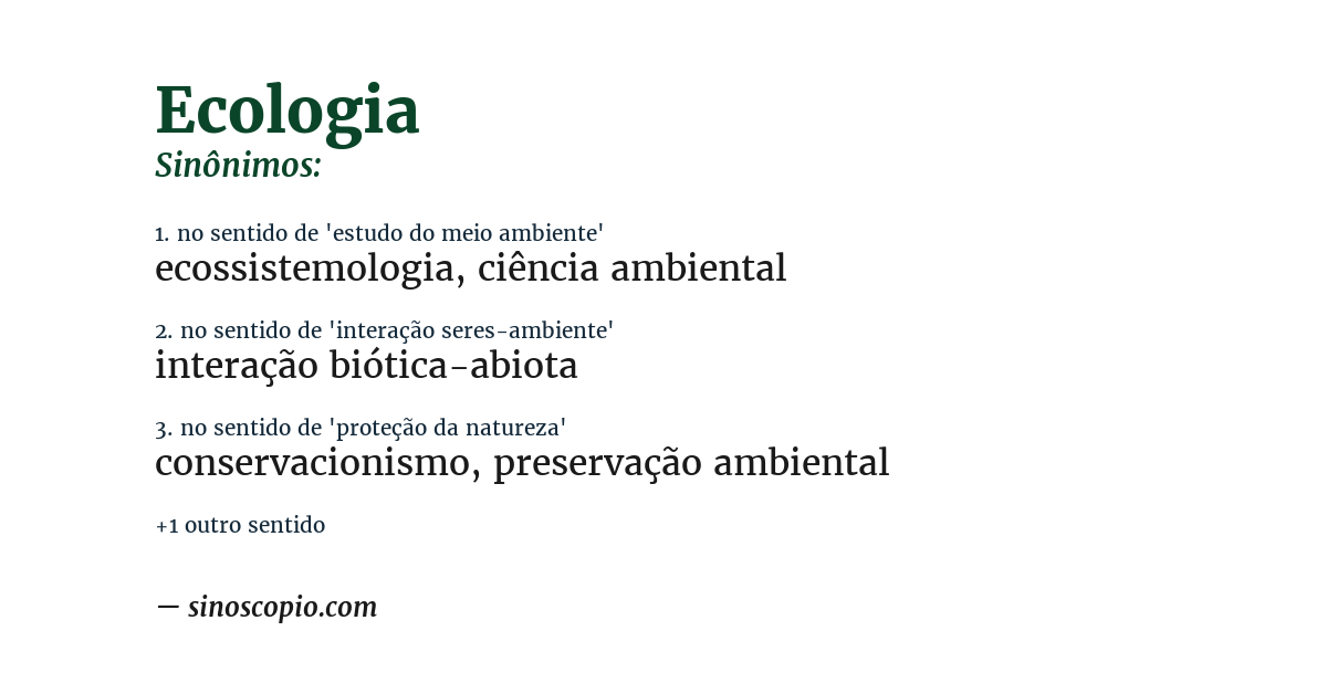Sinônimo de ecologia