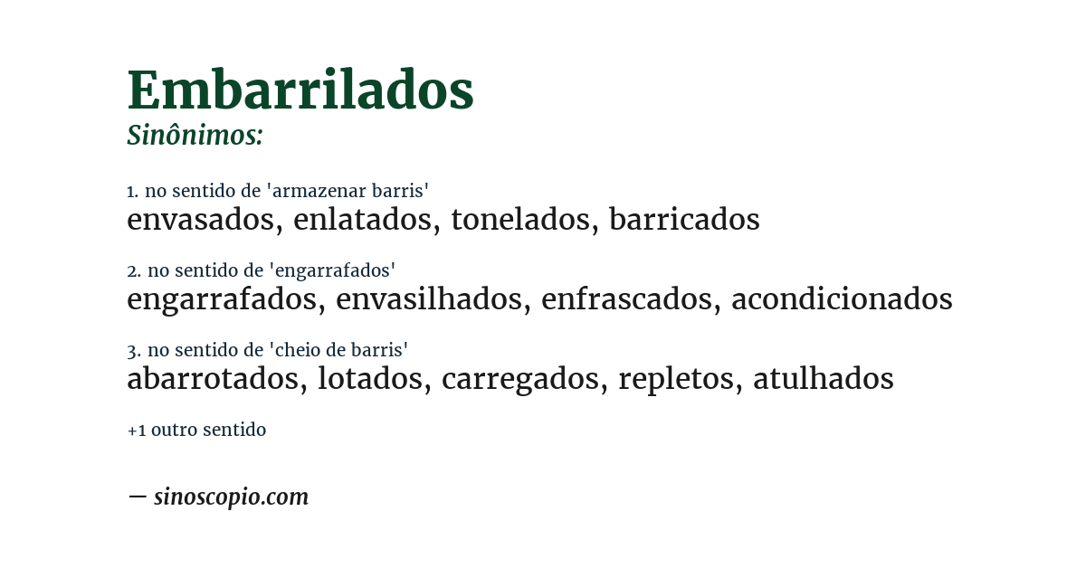 Sinônimo de embarrilados