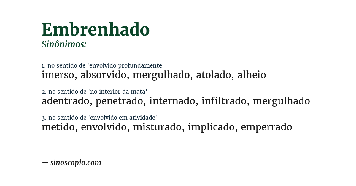 Sinônimo de embrenhado